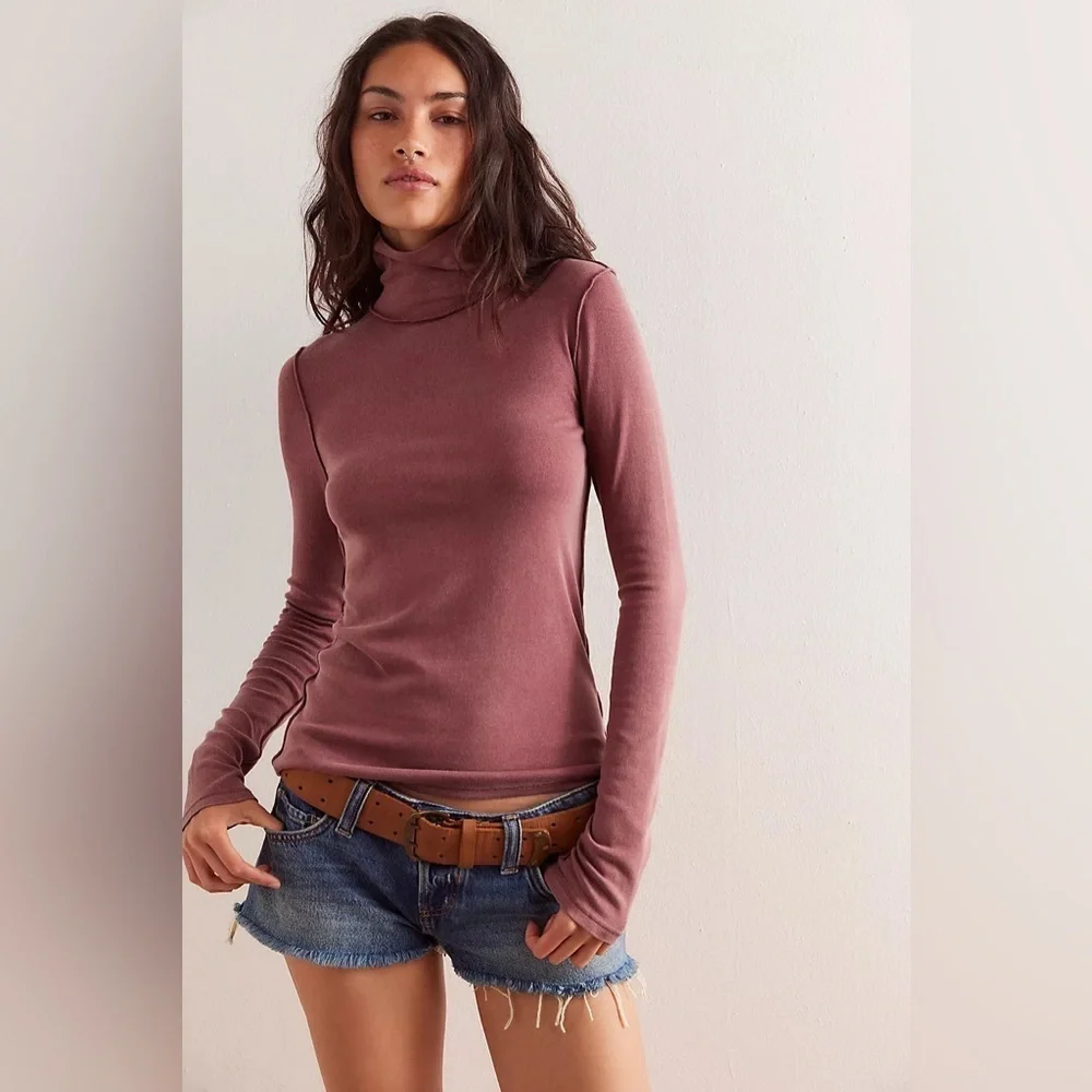 We The Free Good Good Turtleneck in Red Bark NWOT